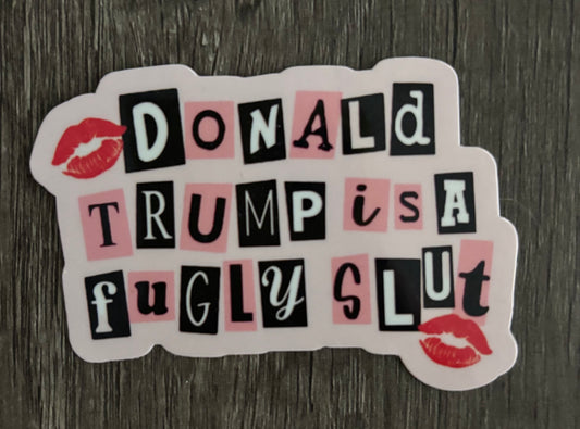DONALD TRUMP IS A FUGLY SLUT STICKER
