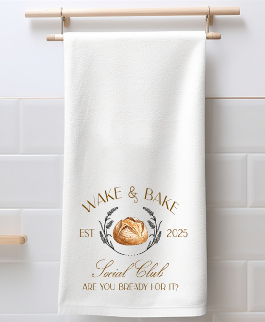 WAKE & BAKE SOCIAL CLUB TEA TOWEL