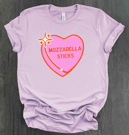 MOZZARELLA STICKS CONVERSATION HEART SHIRT