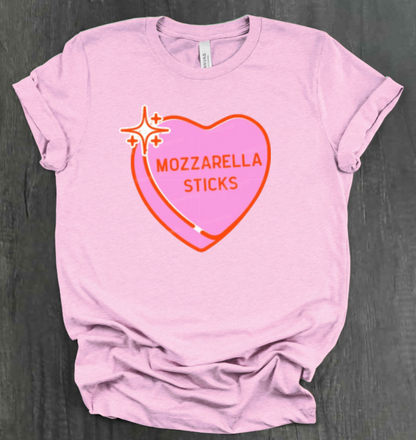 MOZZARELLA STICKS CONVERSATION HEART SHIRT