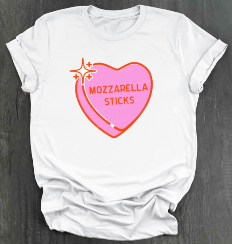 MOZZARELLA STICKS CONVERSATION HEART SHIRT
