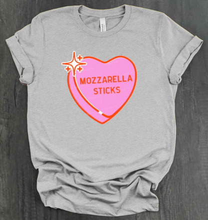 MOZZARELLA STICKS CONVERSATION HEART SHIRT