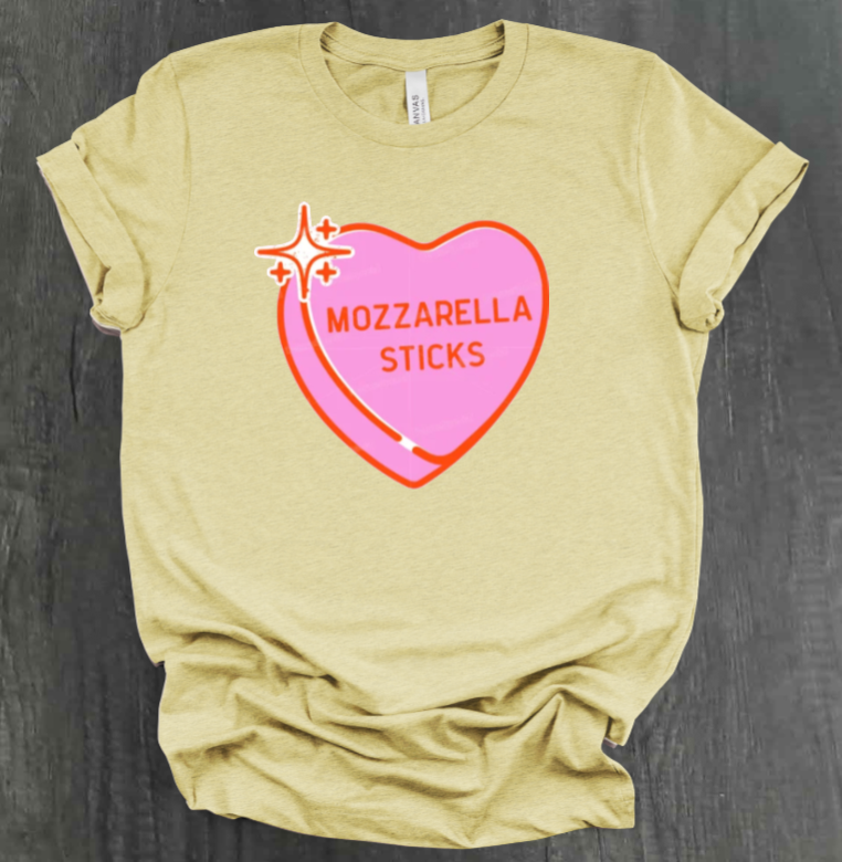 MOZZARELLA STICKS CONVERSATION HEART SHIRT