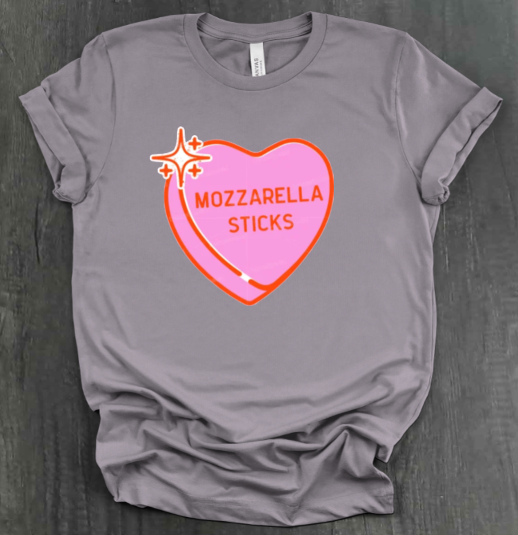 MOZZARELLA STICKS CONVERSATION HEART SHIRT