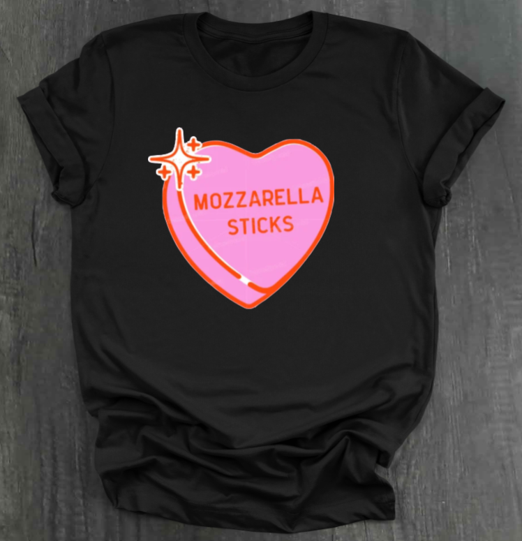 MOZZARELLA STICKS CONVERSATION HEART SHIRT