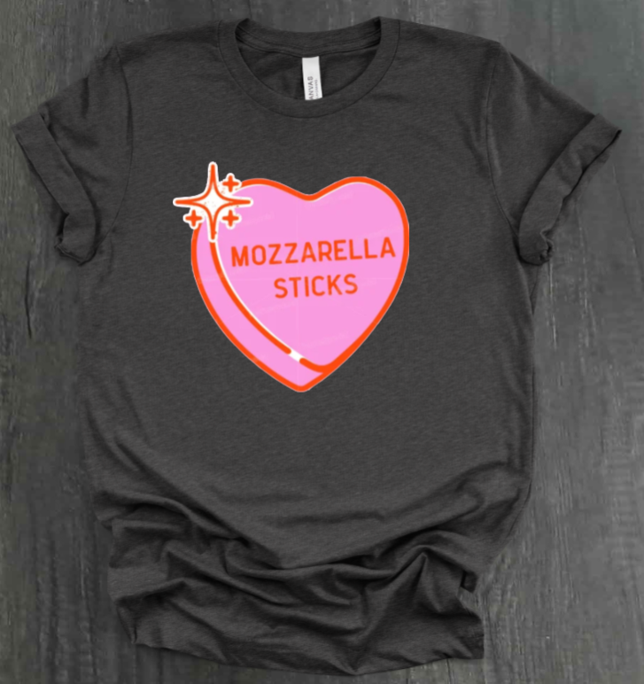 MOZZARELLA STICKS CONVERSATION HEART SHIRT