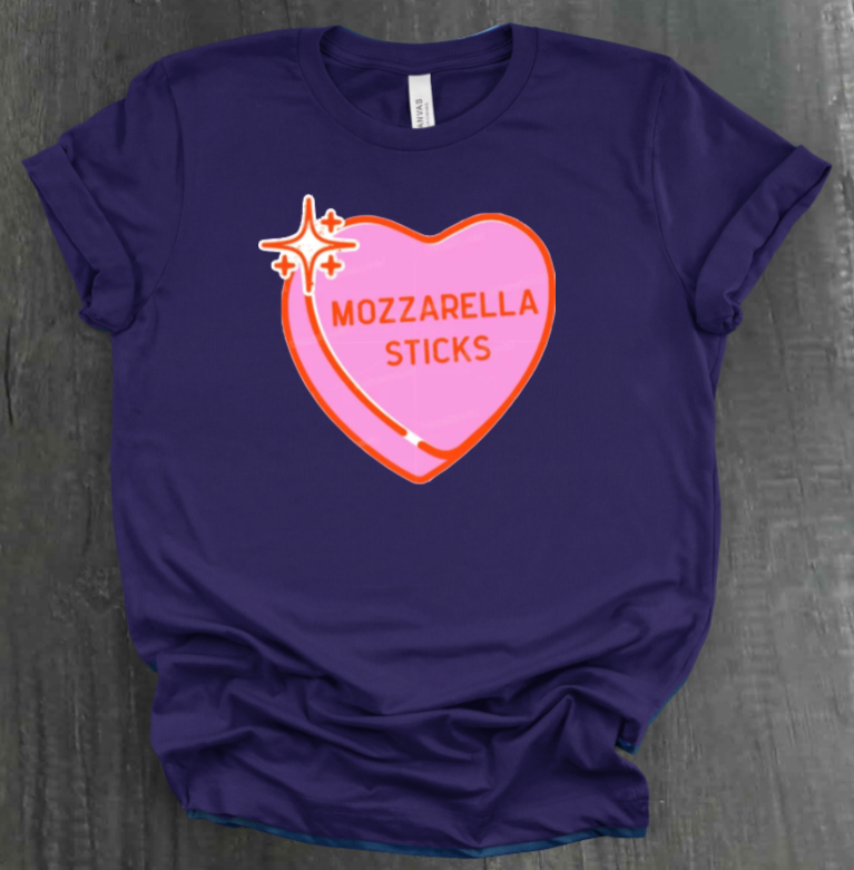 MOZZARELLA STICKS CONVERSATION HEART SHIRT