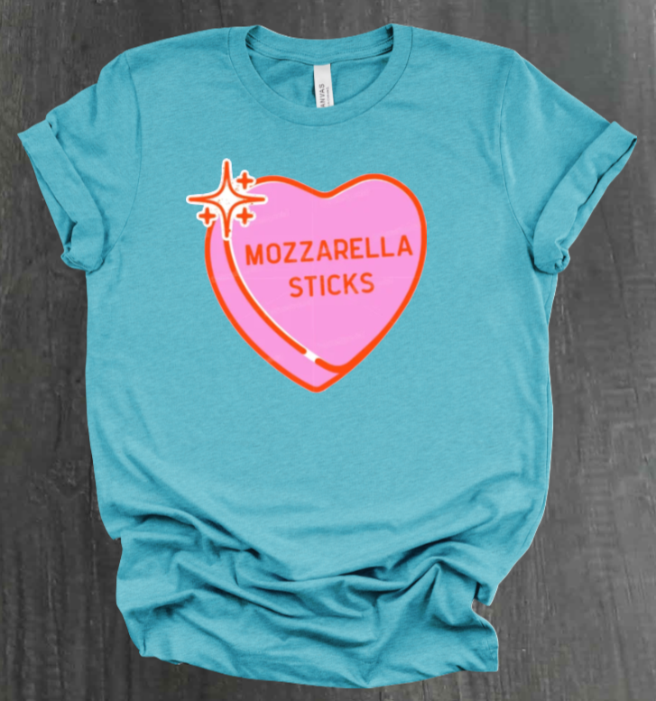 MOZZARELLA STICKS CONVERSATION HEART SHIRT