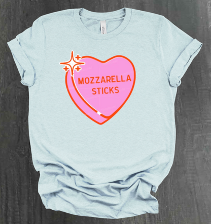 MOZZARELLA STICKS CONVERSATION HEART SHIRT