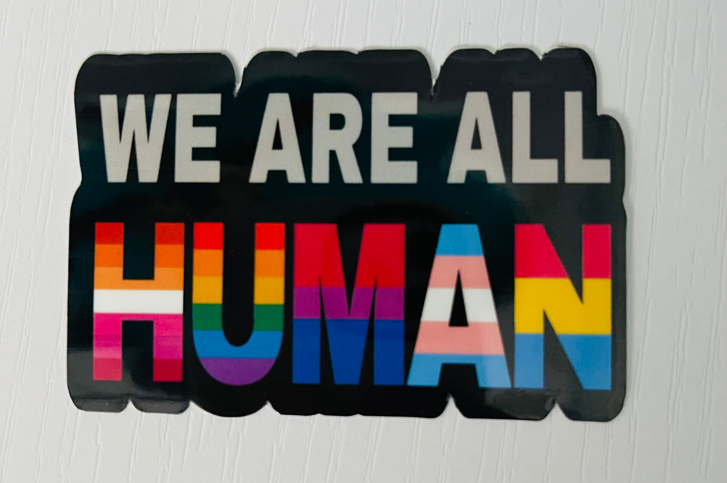 WE ARE ALL HUMAN STICKER